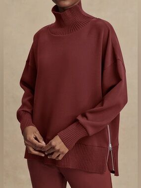 Varley Barker High-Neck Sweat in New Maroon